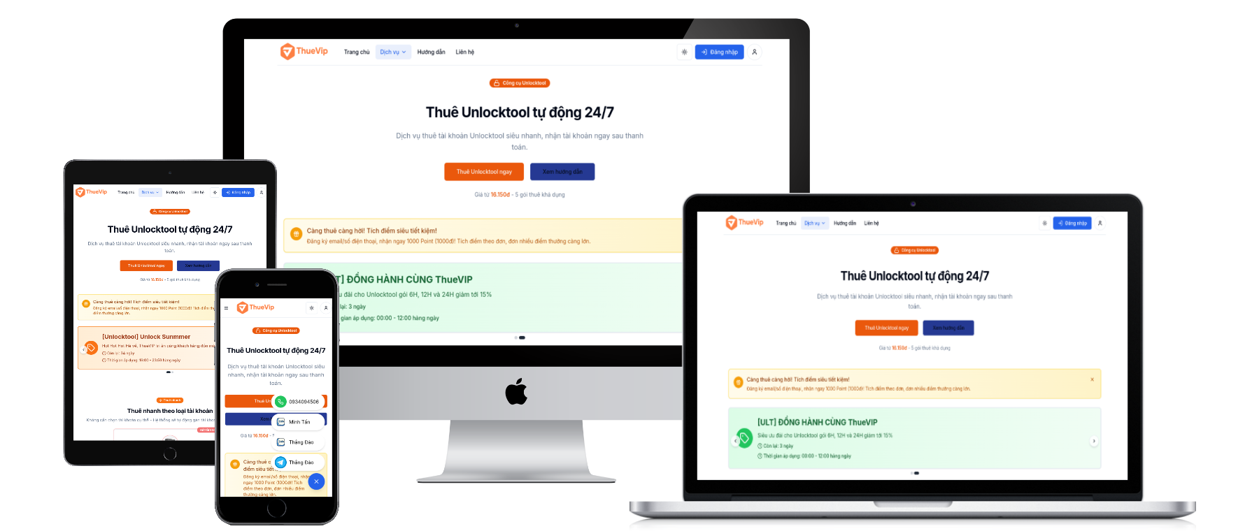 Giao Diện thuê unlocktool tại thuevip